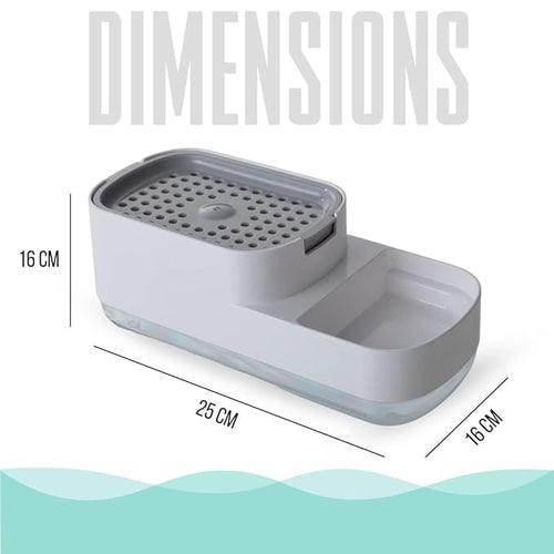 Kitchen Soap Dispenser for Sink | 2-in-1 Liquid Dishwash Dispenser with Sponge Holder & Steel Scrubber | Steel Scrubber | 3-in-1 soap Dispenser | Sink Organizer, Durable & Rustproof