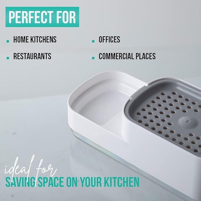 Kitchen Soap Dispenser for Sink | 2-in-1 Liquid Dishwash Dispenser with Sponge Holder & Steel Scrubber | Steel Scrubber | 3-in-1 soap Dispenser | Sink Organizer, Durable & Rustproof