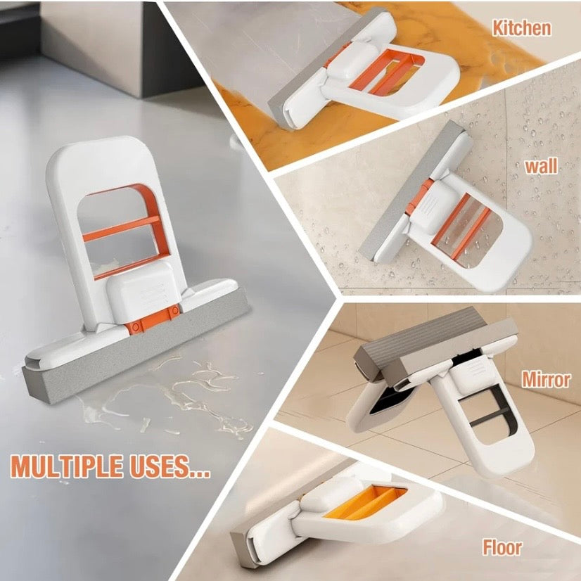Foldable Self-Wringing Mini Mop | Portable Sponge Cleaner for Kitchen, Bathroom, Glass & Desktop Cleaning